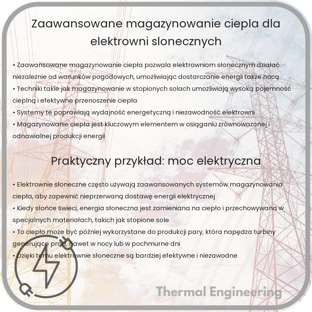 Zaawansowane magazynowanie ciepła dla elektrowni słonecznych