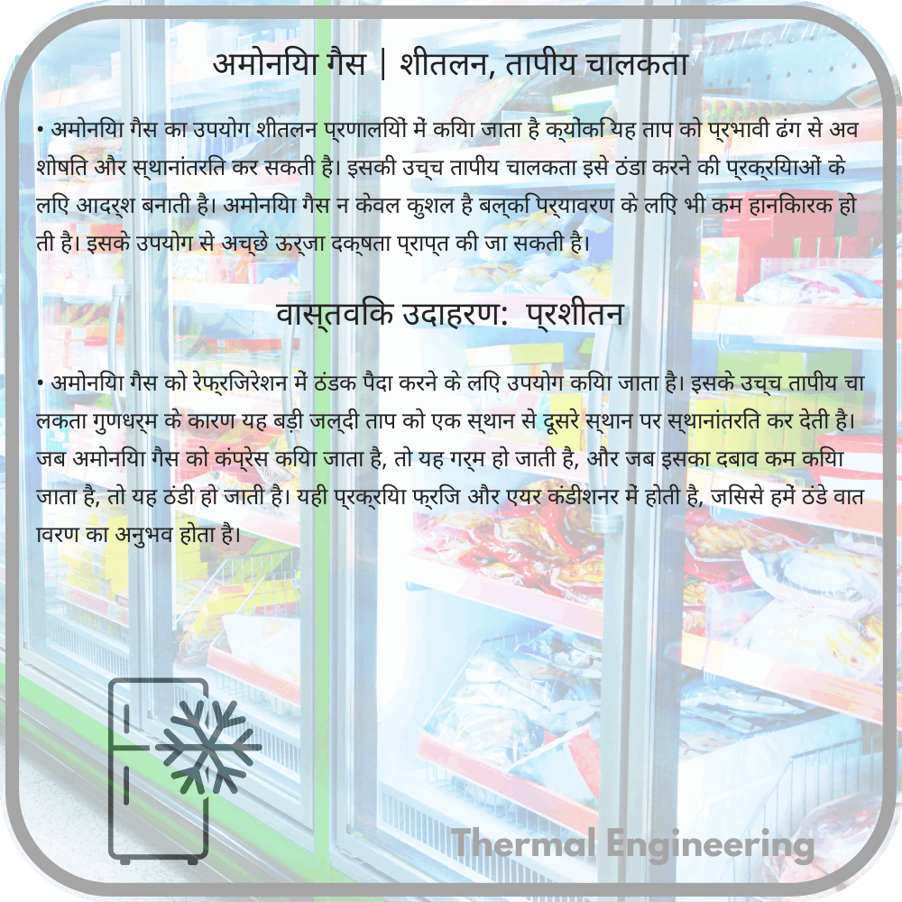 अमोनिया गैस | शीतलन, तापीय चालकता