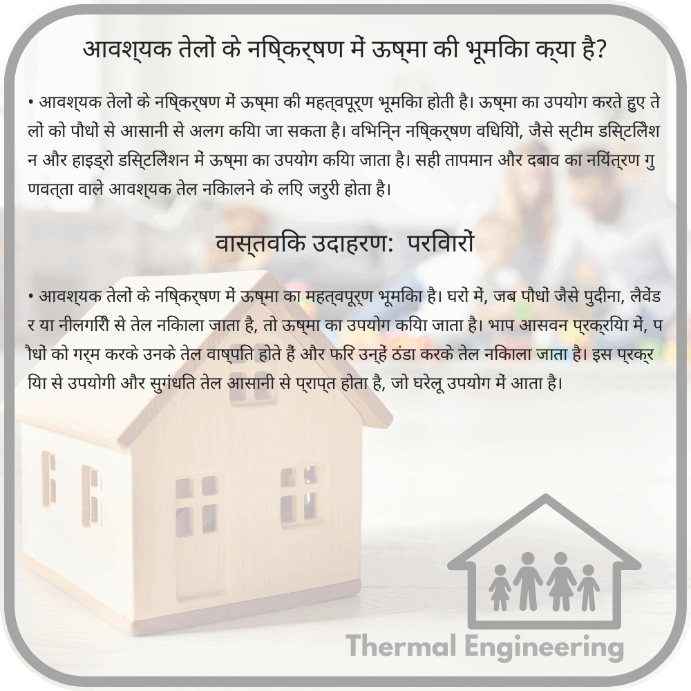 आवश्यक तेलों के निष्कर्षण में ऊष्मा की भूमिका क्या है?