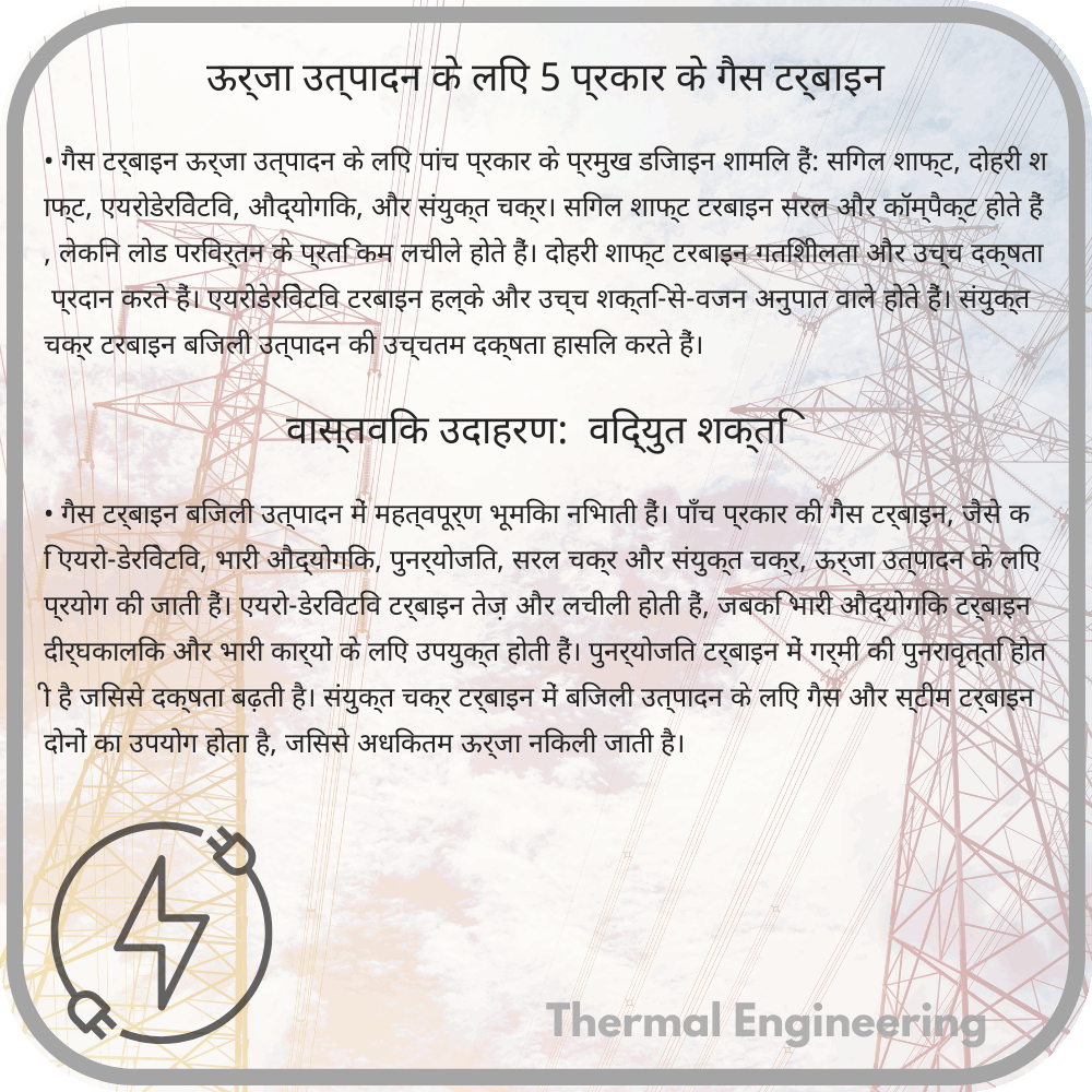 ऊर्जा उत्पादन के लिए 5 प्रकार के गैस टर्बाइन