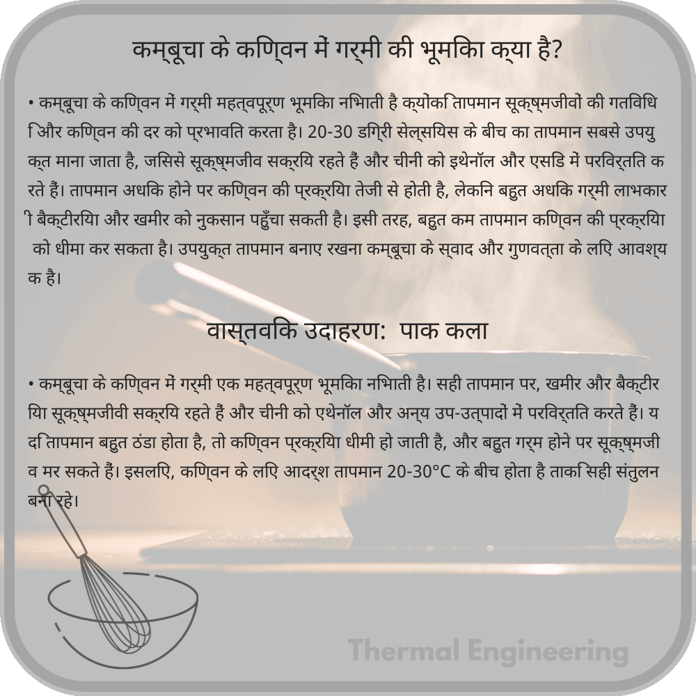 कम्बूचा के किण्वन में गर्मी की भूमिका क्या है?