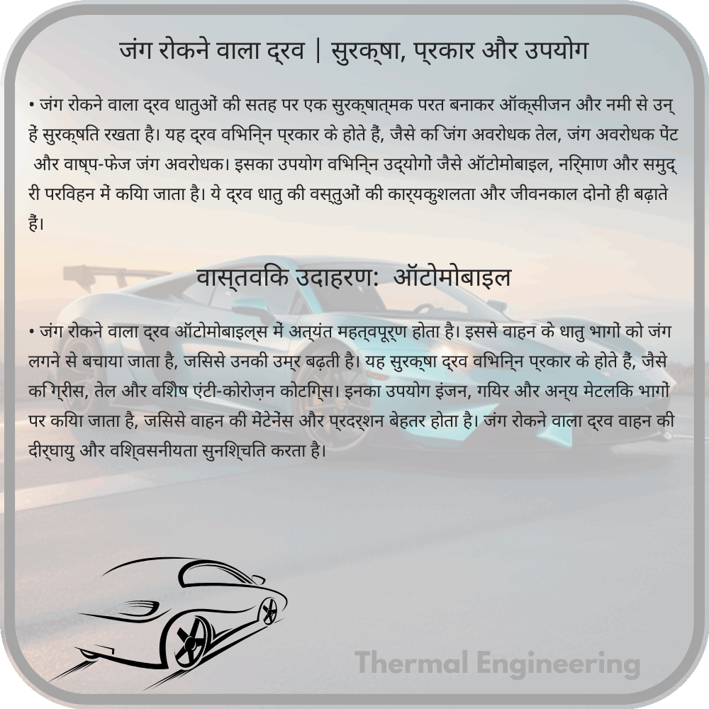 जंग रोकने वाला द्रव | सुरक्षा, प्रकार और उपयोग