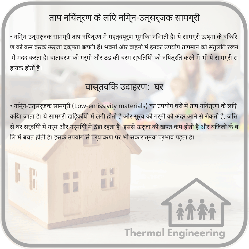 ताप नियंत्रण के लिए निम्न-उत्सर्जक सामग्री