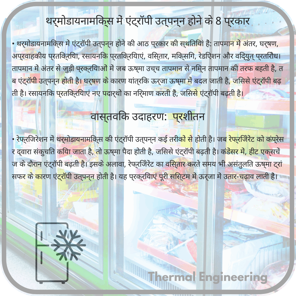 थर्मोडायनामिक्स में एंट्रॉपी उत्पन्न होने के 8 प्रकार