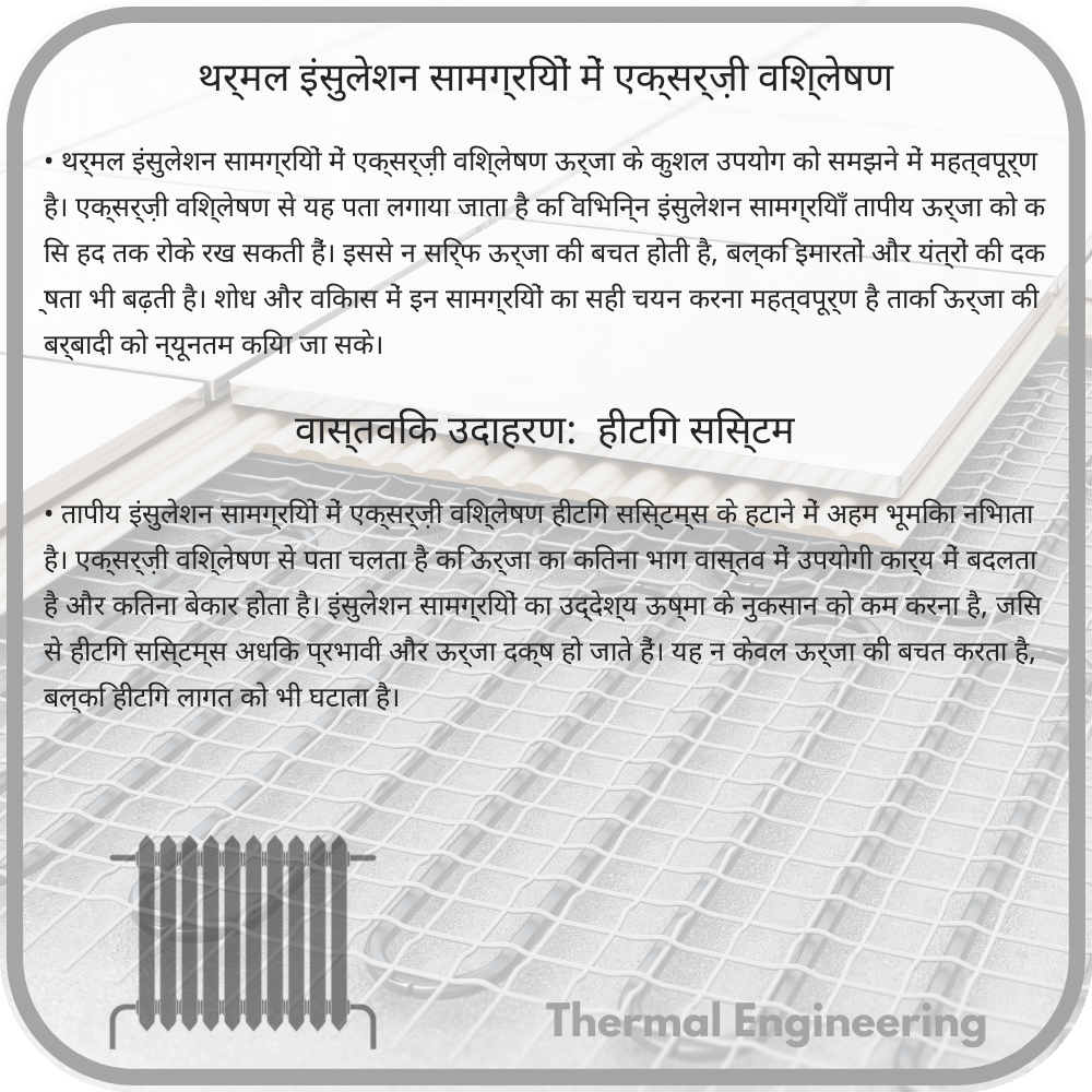 थर्मल इंसुलेशन सामग्रियों में एक्सर्ज़ी विश्लेषण