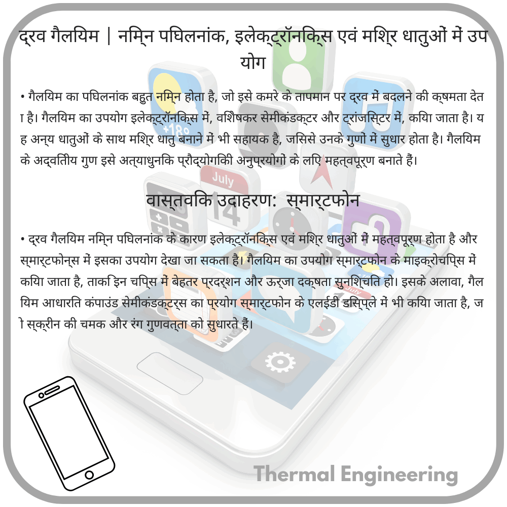 द्रव गैलियम | निम्न पिघलनांक, इलेक्ट्रॉनिक्स एवं मिश्र धातुओं में उपयोग