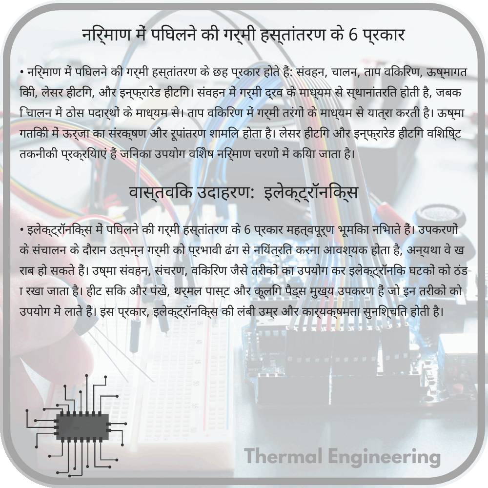 निर्माण में पिघलने की गर्मी हस्तांतरण के 6 प्रकार