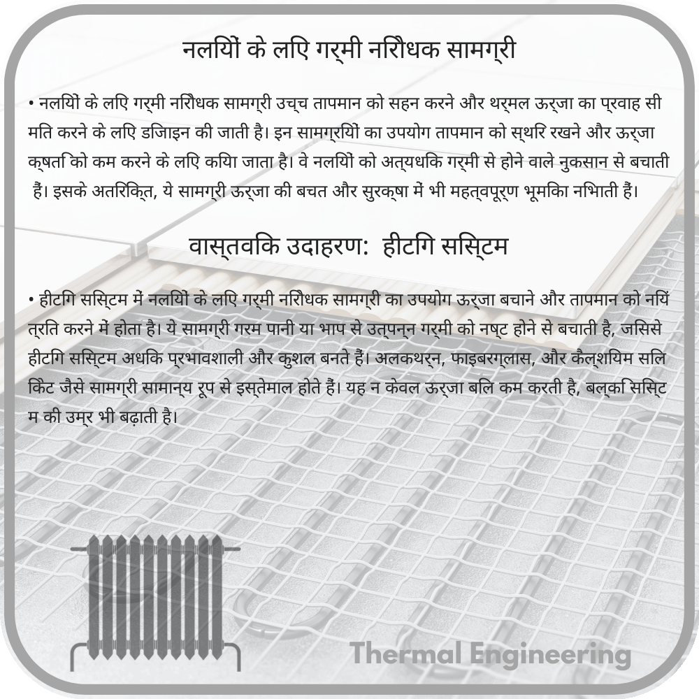 नलियों के लिए गर्मी निरोधक सामग्री