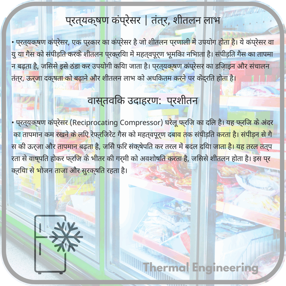 प्रत्यक्षण कंप्रेसर | तंत्र, शीतलन लाभ