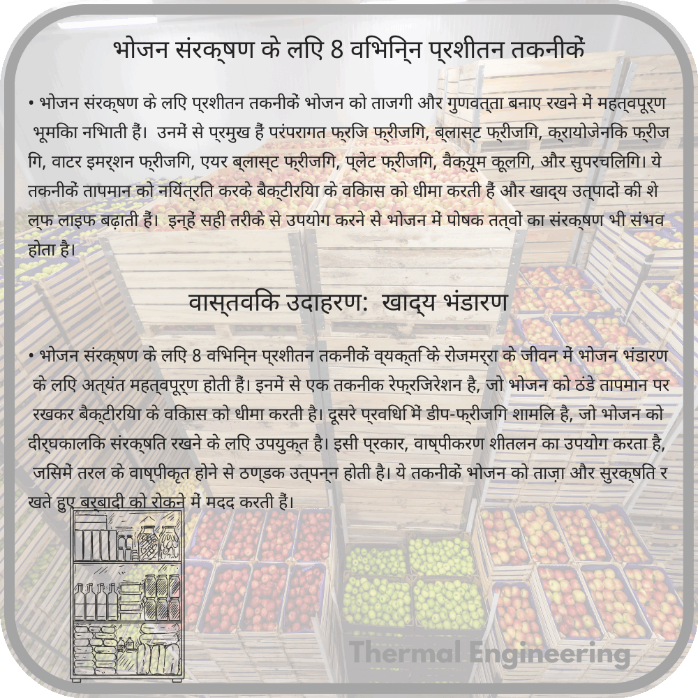 भोजन संरक्षण के लिए 8 विभिन्न प्रशीतन तकनीकें