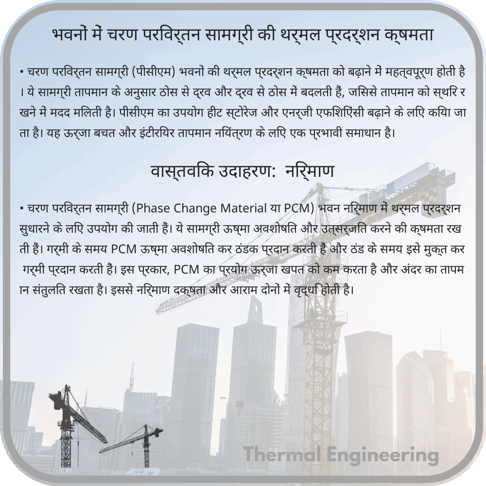 भवनों में चरण परिवर्तन सामग्री की थर्मल प्रदर्शन क्षमता