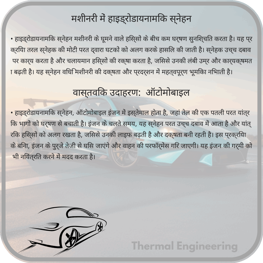 मशीनरी में हाइड्रोडायनामिक स्नेहन