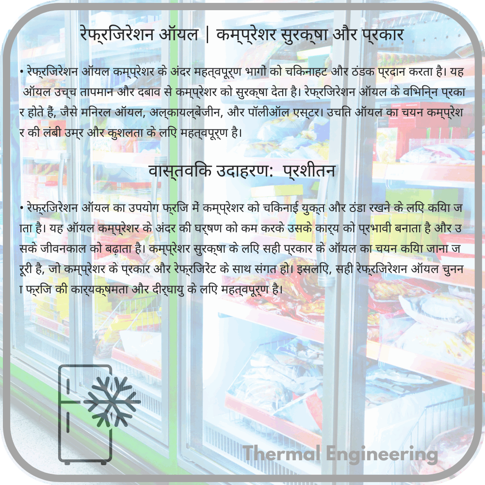 रेफ्रिजरेशन ऑयल | कम्प्रेशर सुरक्षा और प्रकार