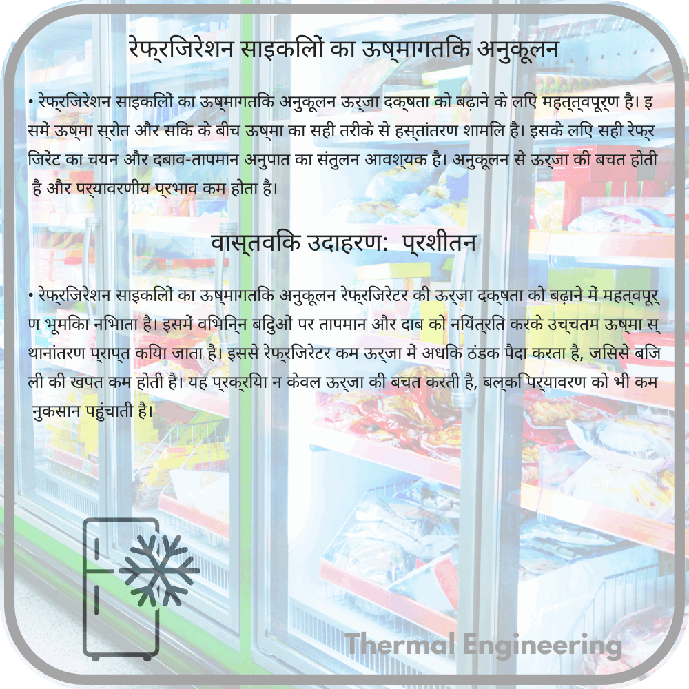रेफ्रिजरेशन साइकिलों का ऊष्मागतिक अनुकूलन