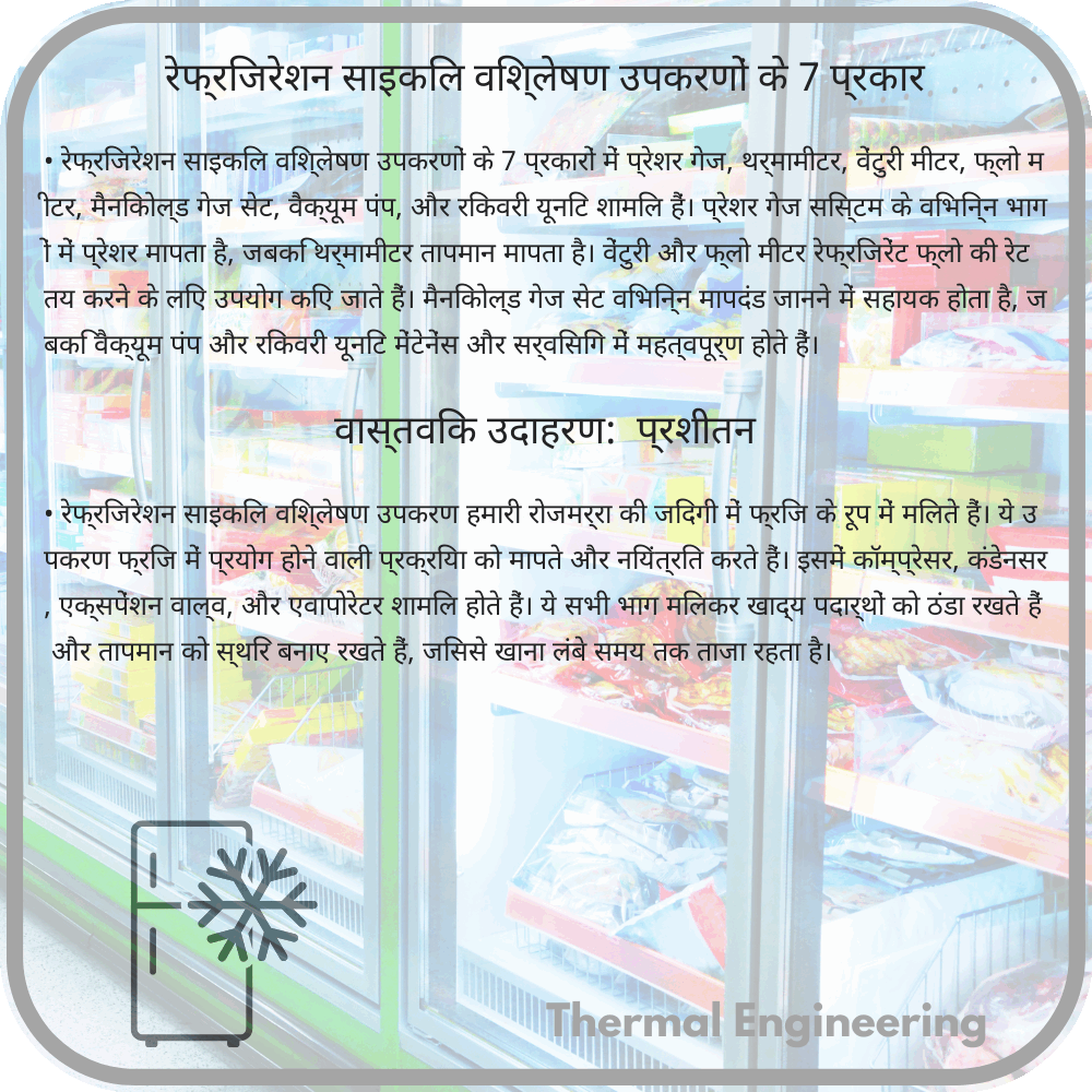रेफ्रिजरेशन साइकिल विश्लेषण उपकरणों के 7 प्रकार