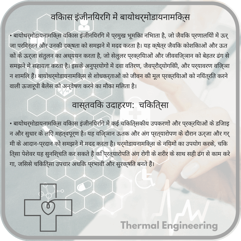 विकास इंजीनियरिंग में बायोथर्मोडायनामिक्स
