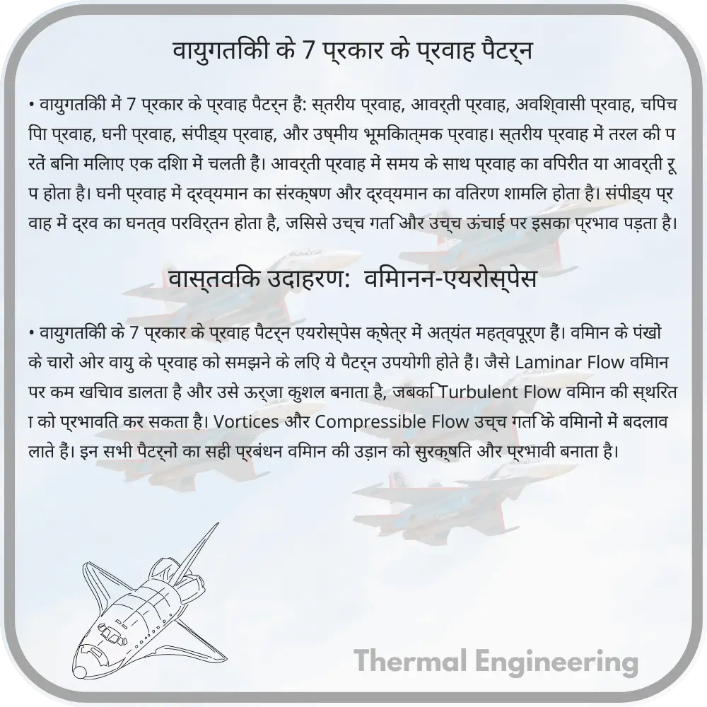 वायुगतिकी के 7 प्रकार के प्रवाह पैटर्न