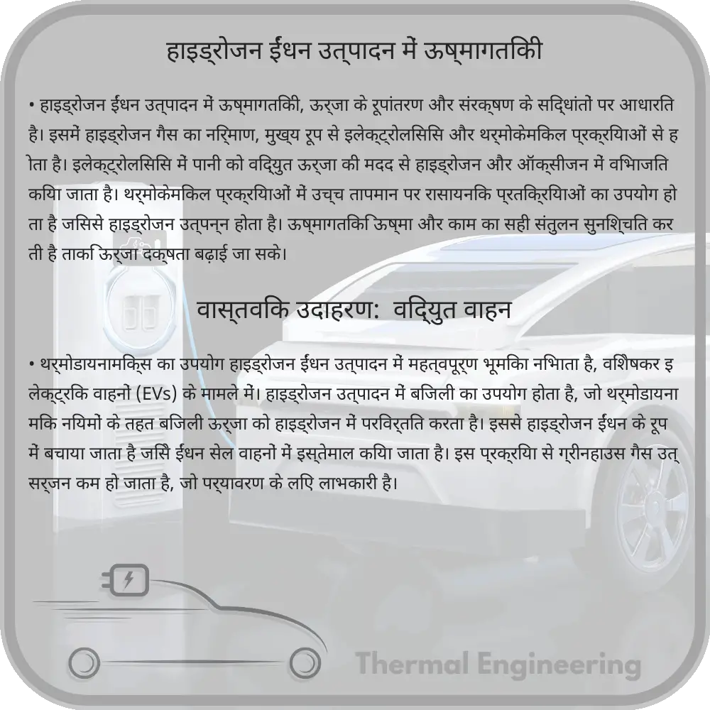 हाइड्रोजन ईंधन उत्पादन में ऊष्मागतिकी