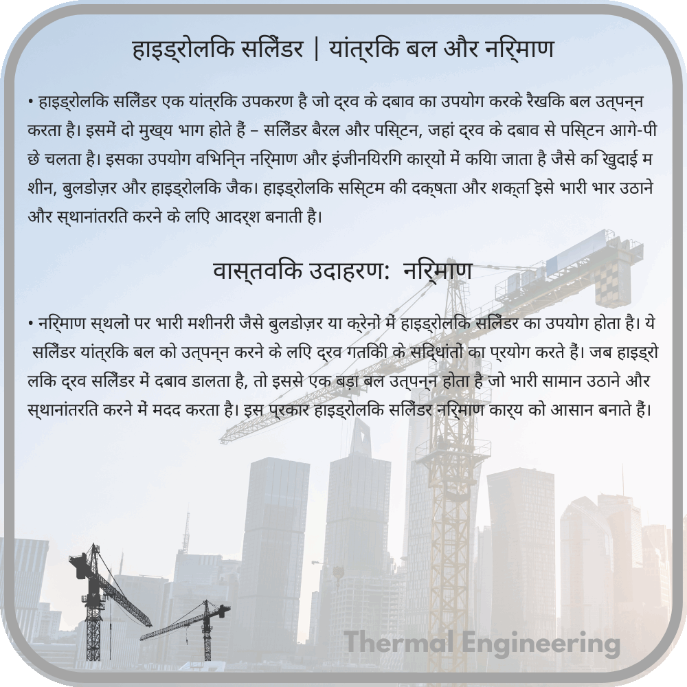 हाइड्रोलिक सिलेंडर | यांत्रिक बल और निर्माण