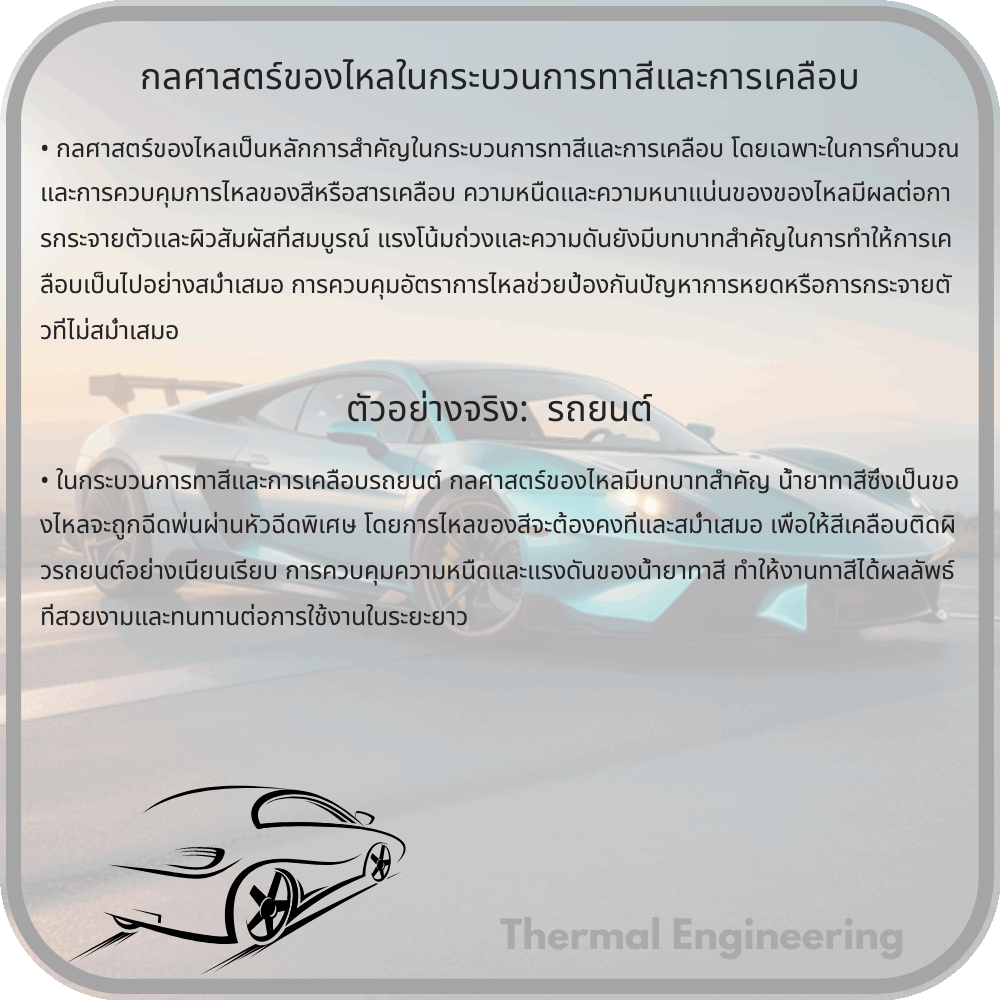 กลศาสตร์ของไหลในกระบวนการทาสีและการเคลือบ