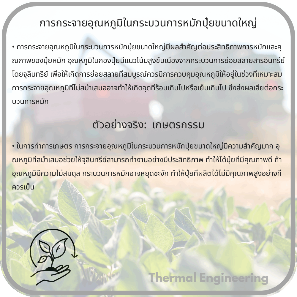 การกระจายอุณหภูมิในกระบวนการหมักปุ๋ยขนาดใหญ่