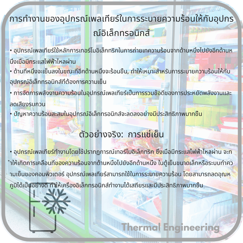 การทำงานของอุปกรณ์เพลเทียร์ในการระบายความร้อนให้กับอุปกรณ์อิเล็กทรอนิกส์