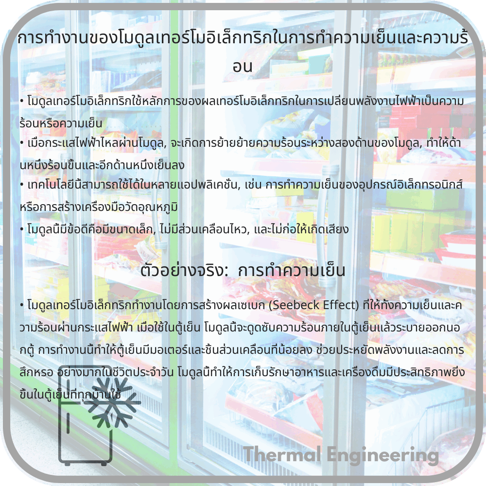 การทำงานของโมดูลเทอร์โมอิเล็กทริกในการทำความเย็นและความร้อน