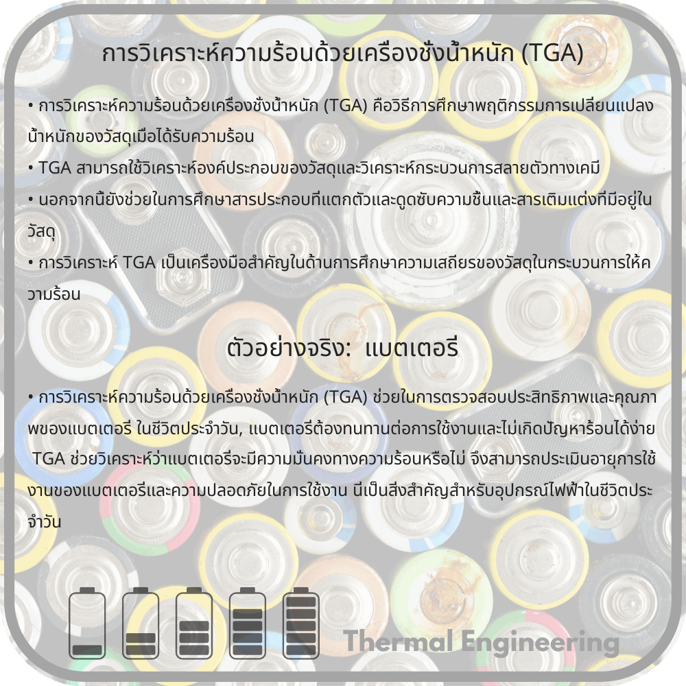 การวิเคราะห์ความร้อนด้วยเครื่องชั่งน้ำหนัก (TGA)