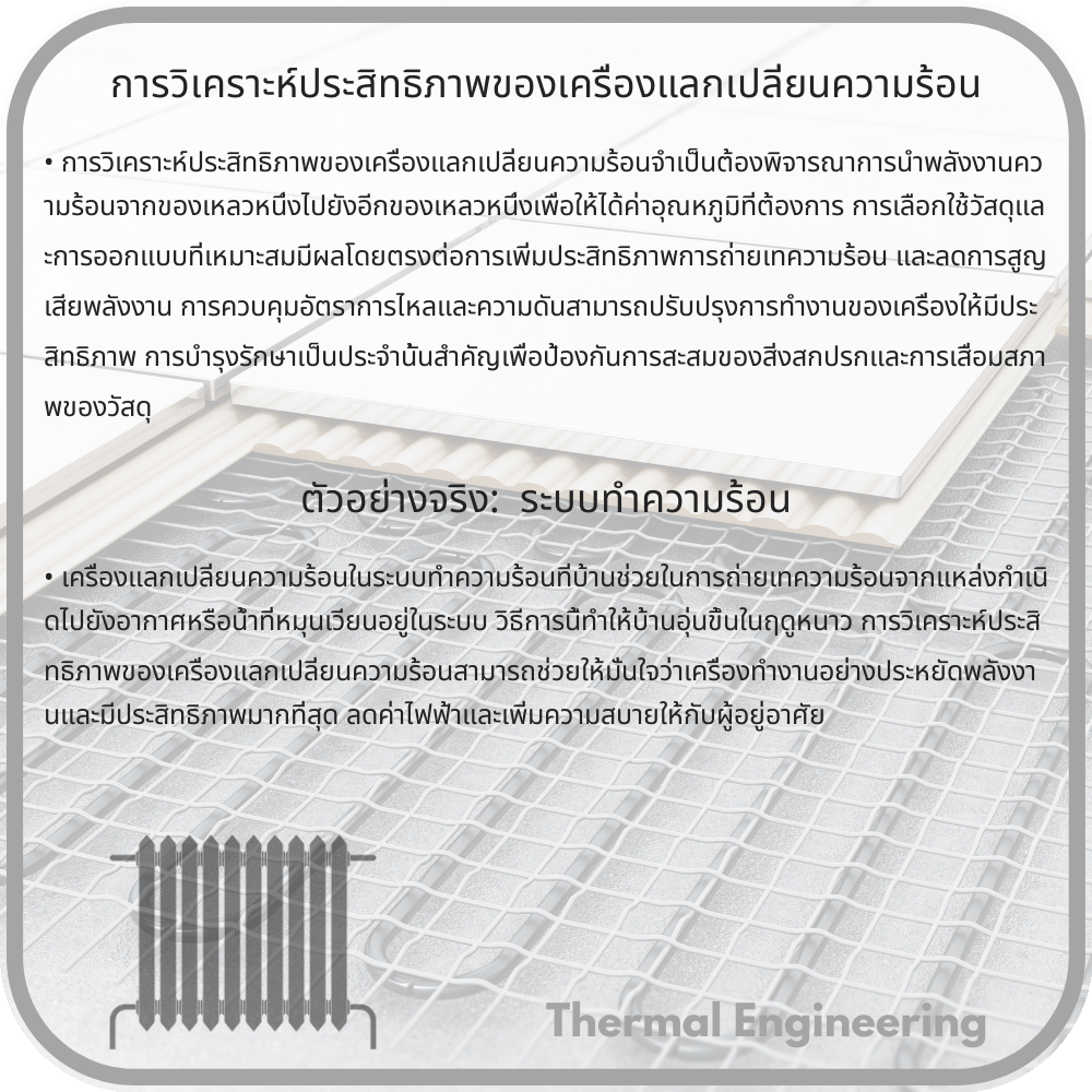 การวิเคราะห์ประสิทธิภาพของเครื่องแลกเปลี่ยนความร้อน