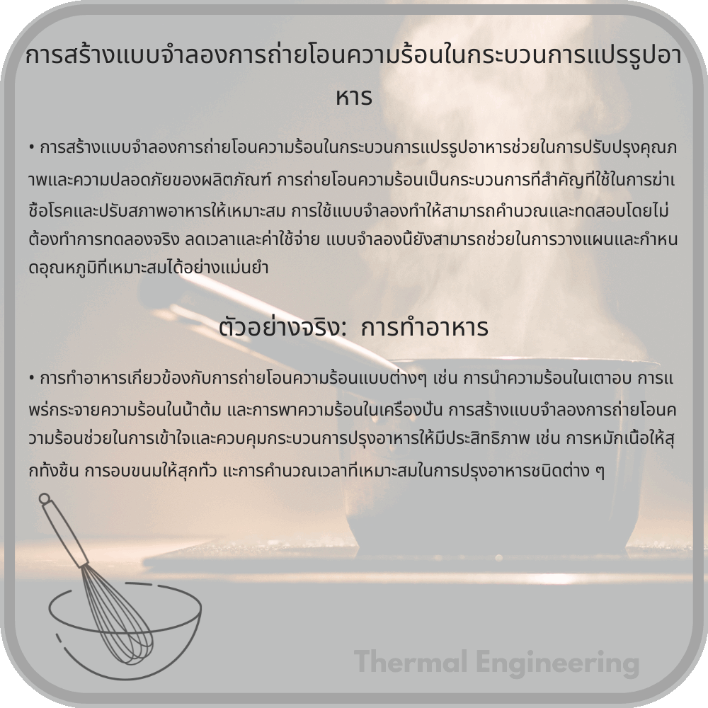 การสร้างแบบจำลองการถ่ายโอนความร้อนในกระบวนการแปรรูปอาหาร