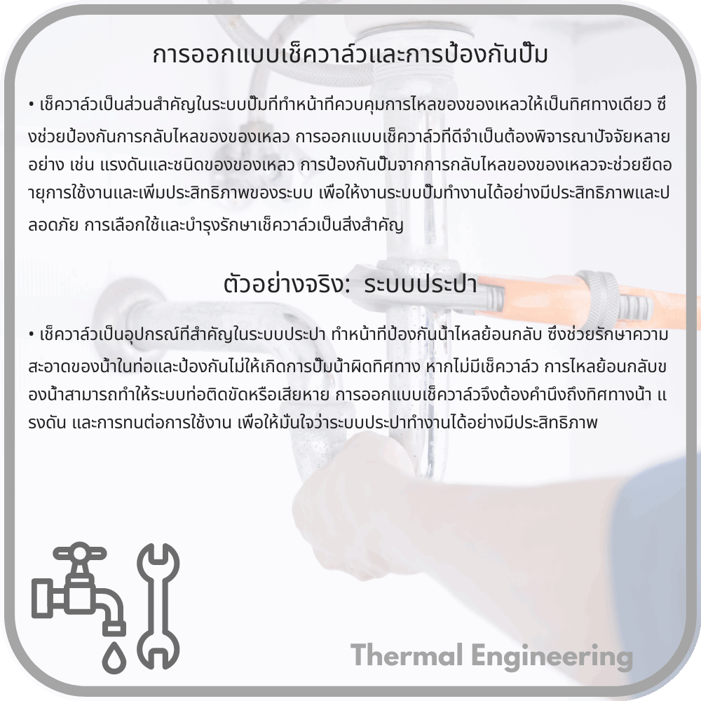 การออกแบบเช็ควาล์วและการป้องกันปั๊ม