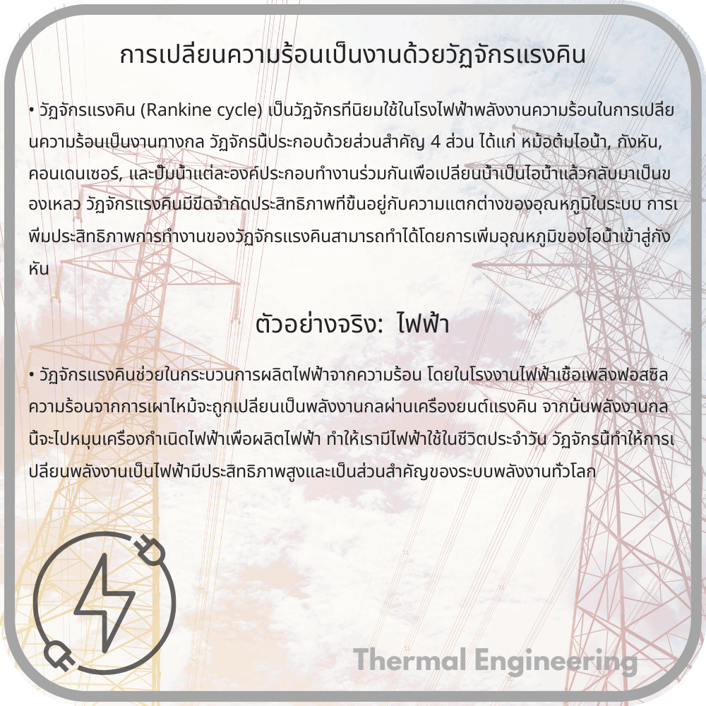 การเปลี่ยนความร้อนเป็นงานด้วยวัฏจักรแรงคิน