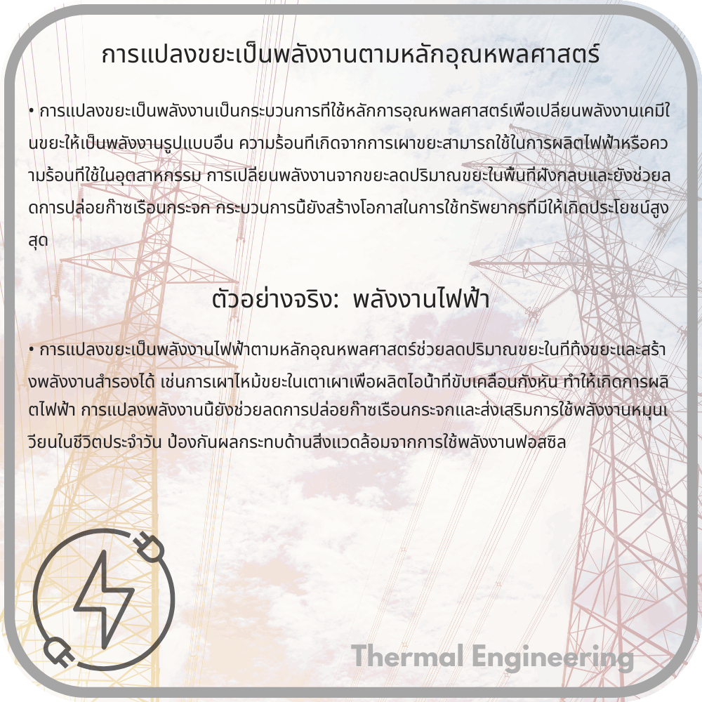 การแปลงขยะเป็นพลังงานตามหลักอุณหพลศาสตร์