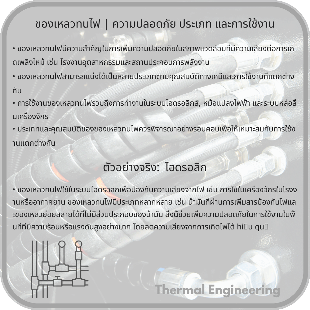 ของเหลวทนไฟ | ความปลอดภัย ประเภท และการใช้งาน