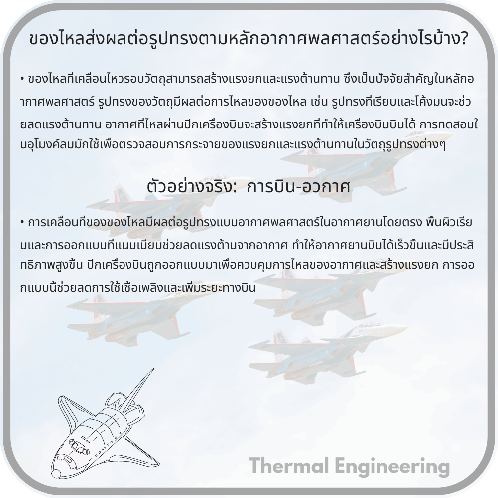 ของไหลส่งผลต่อรูปทรงตามหลักอากาศพลศาสตร์อย่างไรบ้าง?