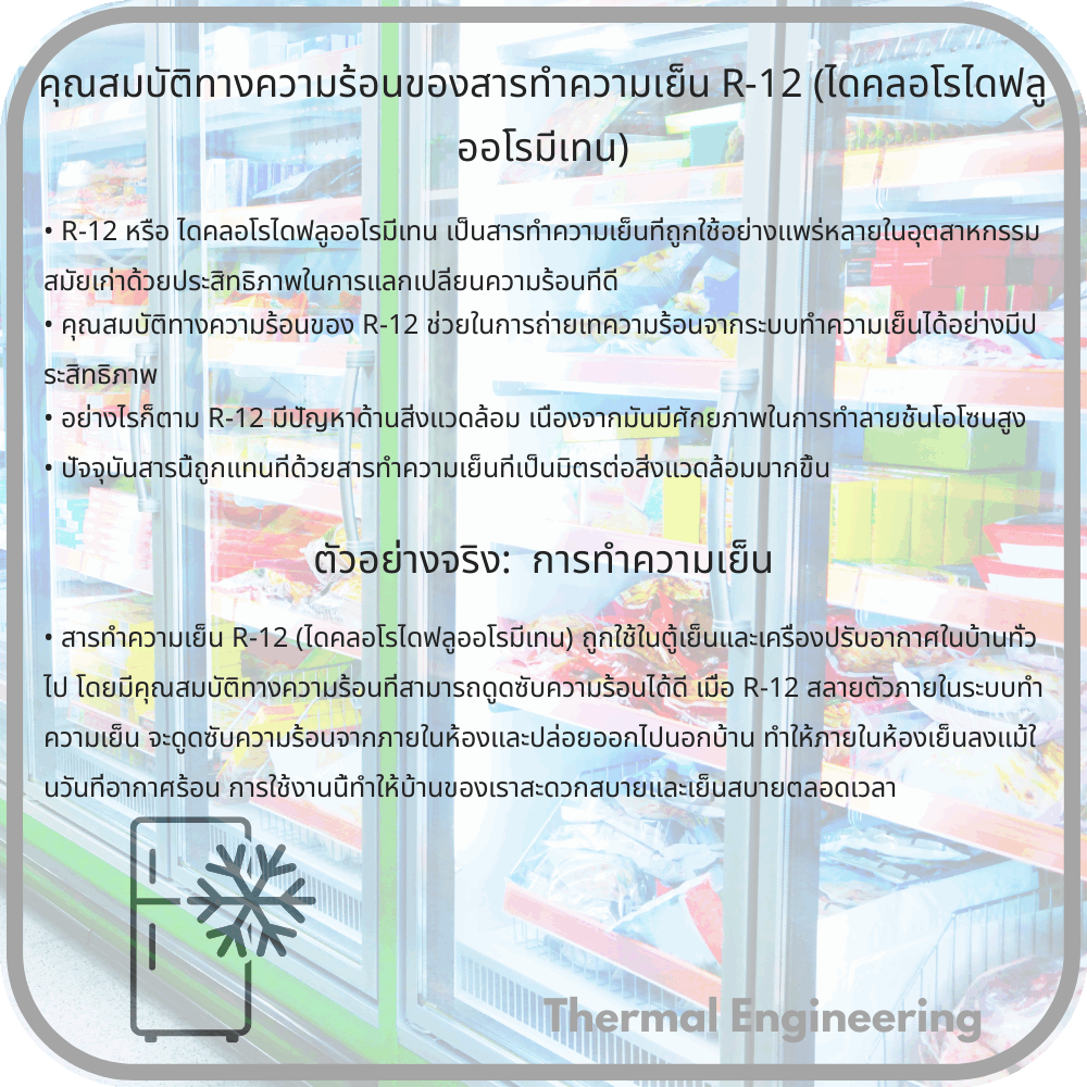 คุณสมบัติทางความร้อนของสารทำความเย็น R-12 (ไดคลอโรไดฟลูออโรมีเทน)