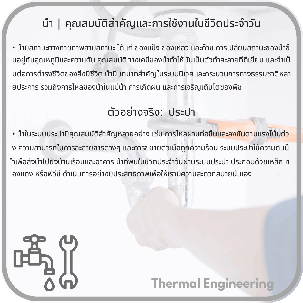 น้ำ | คุณสมบัติสำคัญและการใช้งานในชีวิตประจำวัน