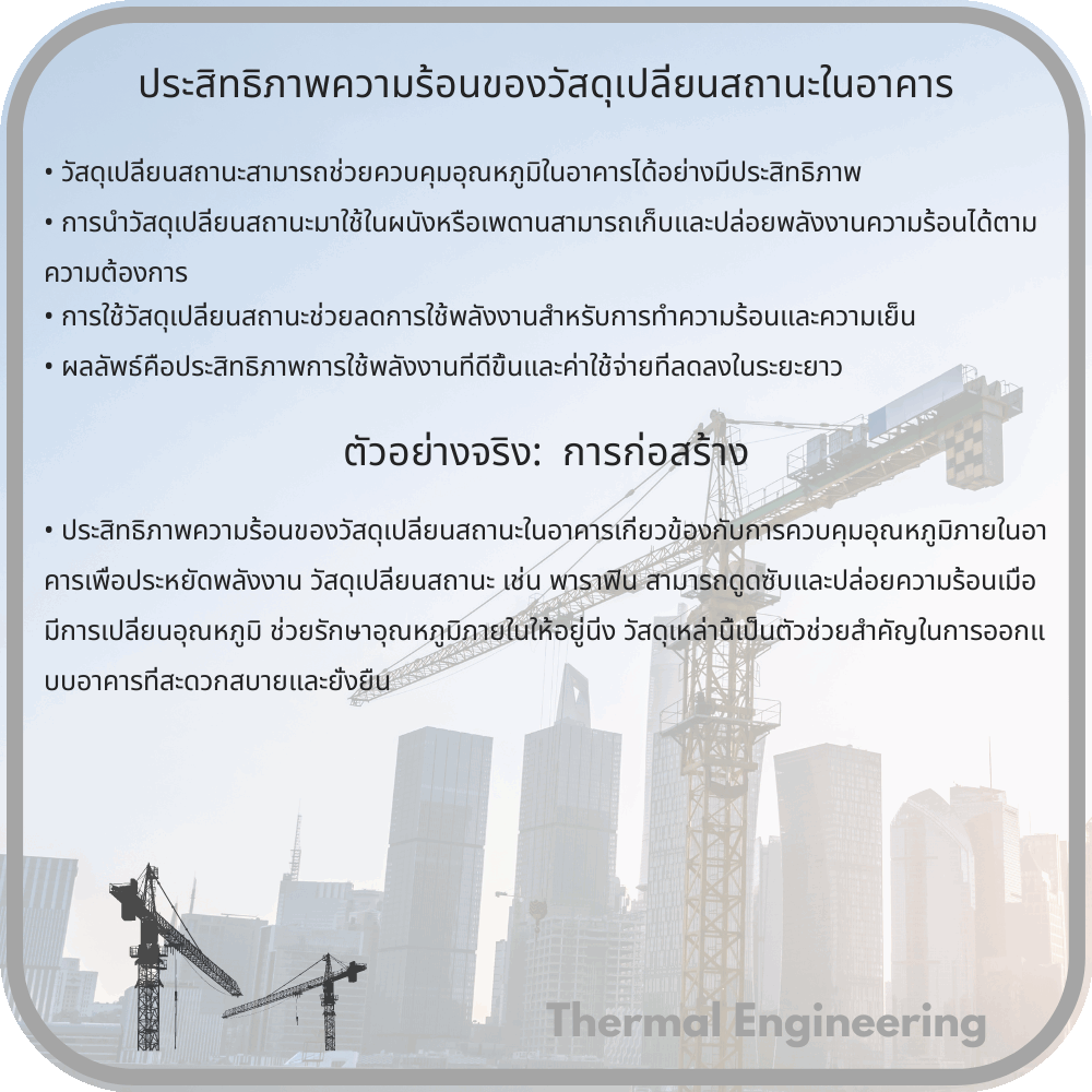 ประสิทธิภาพความร้อนของวัสดุเปลี่ยนสถานะในอาคาร