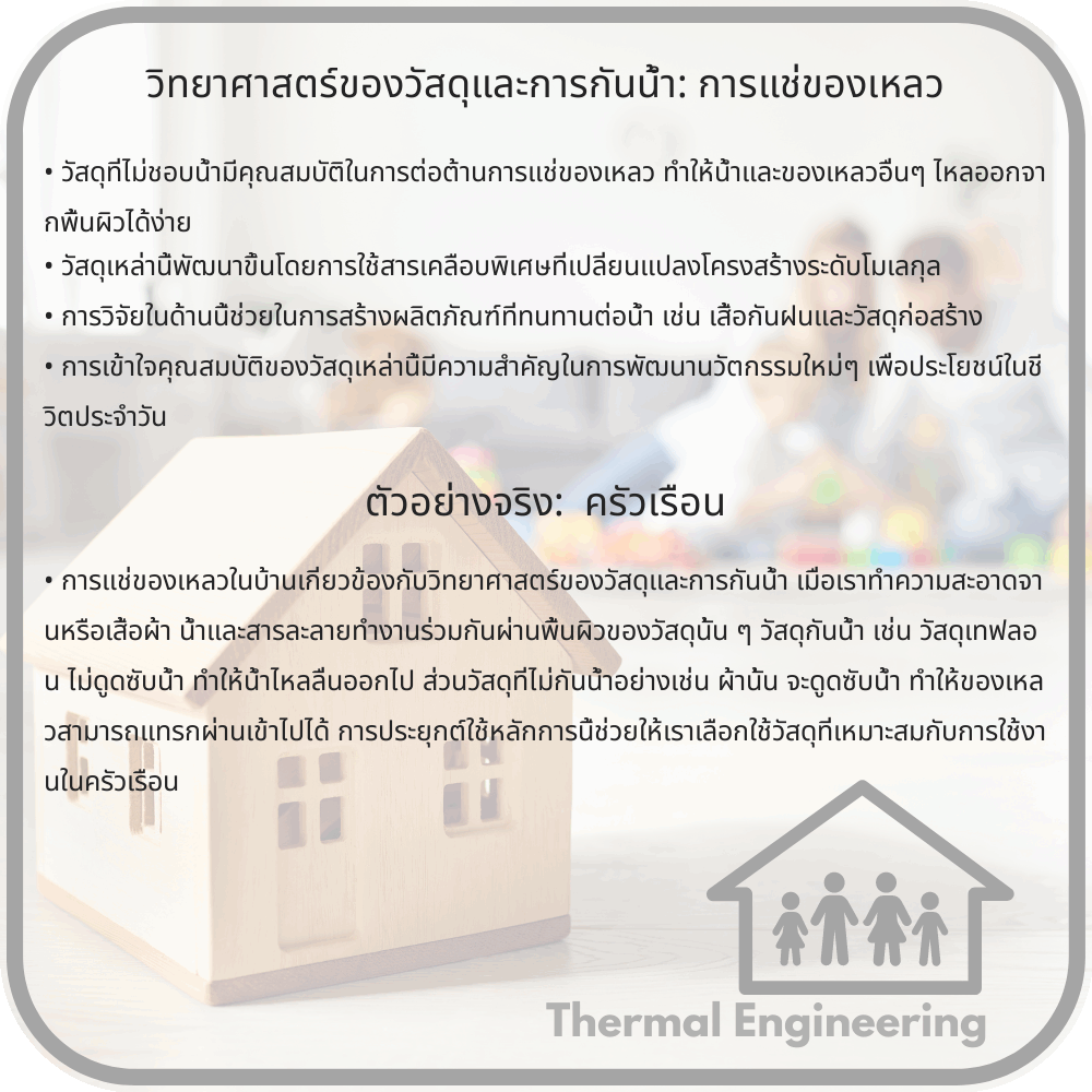 วิทยาศาสตร์ของวัสดุและการกันน้ำ: การแช่ของเหลว