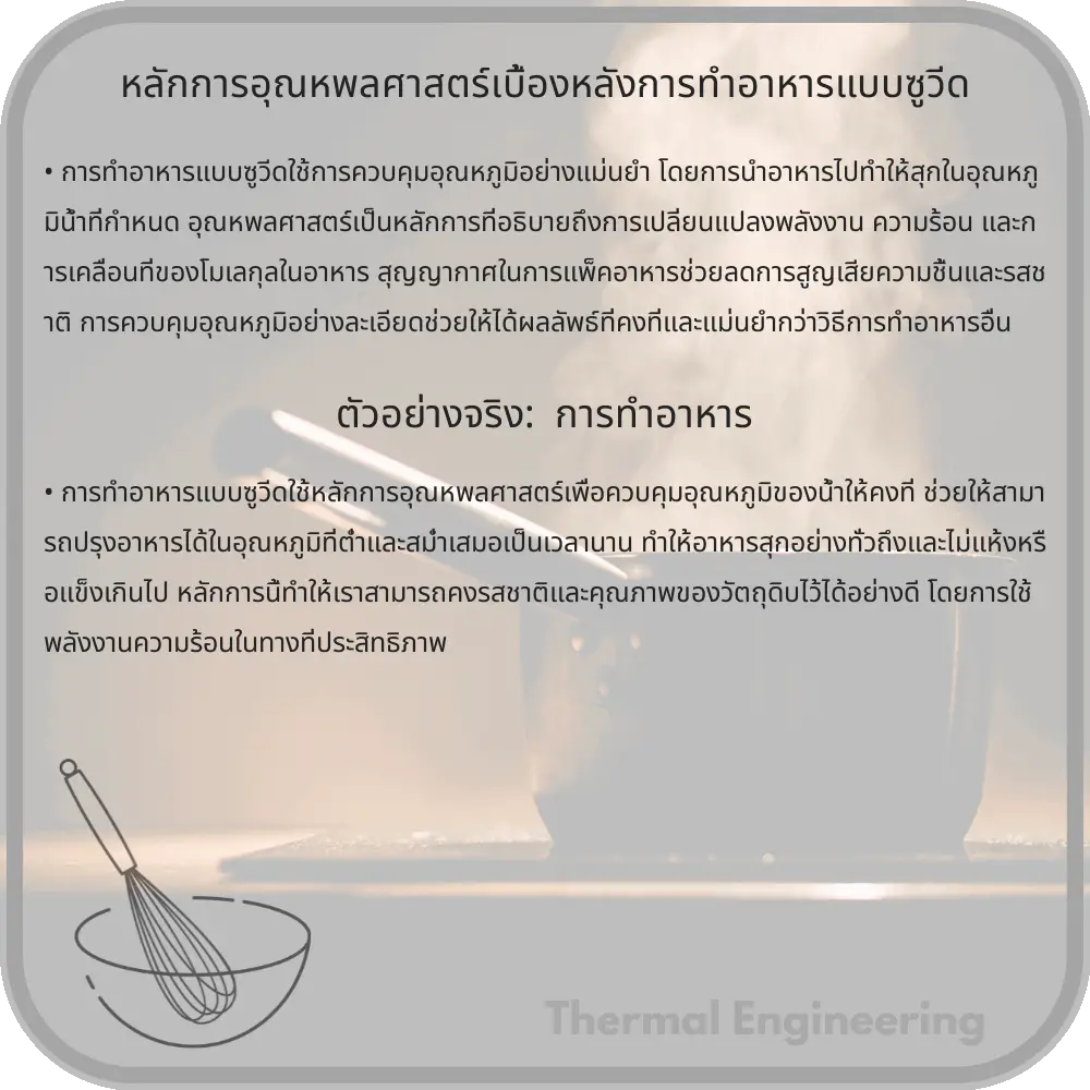 หลักการอุณหพลศาสตร์เบื้องหลังการทำอาหารแบบซูวีด