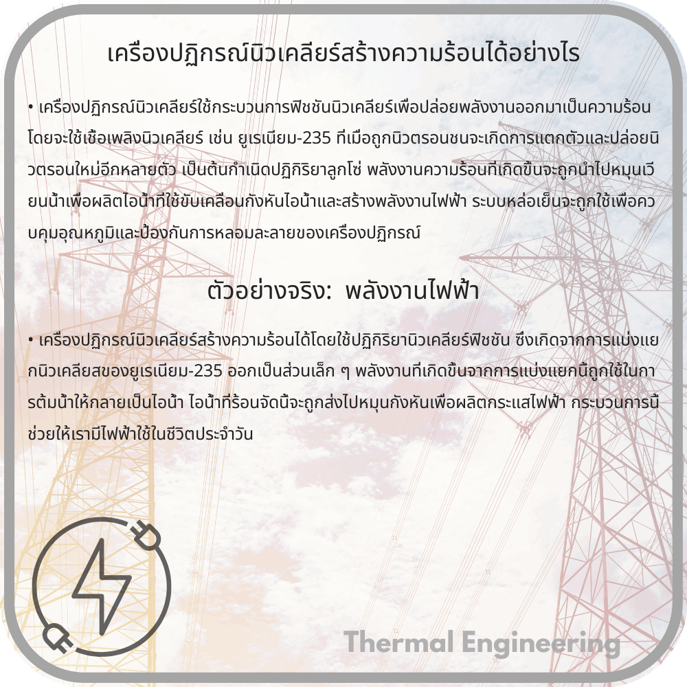 เครื่องปฏิกรณ์นิวเคลียร์สร้างความร้อนได้อย่างไร