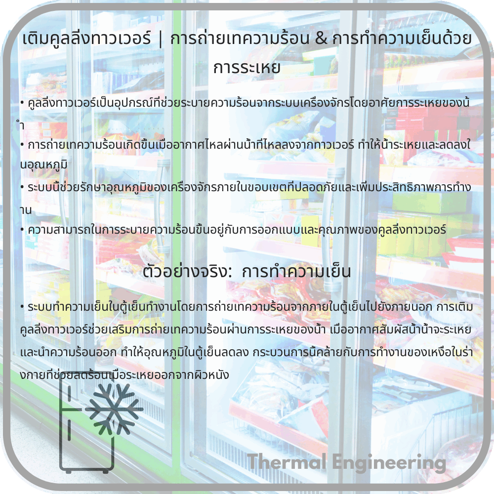 เติมคูลลิ่งทาวเวอร์ | การถ่ายเทความร้อน & การทำความเย็นด้วยการระเหย