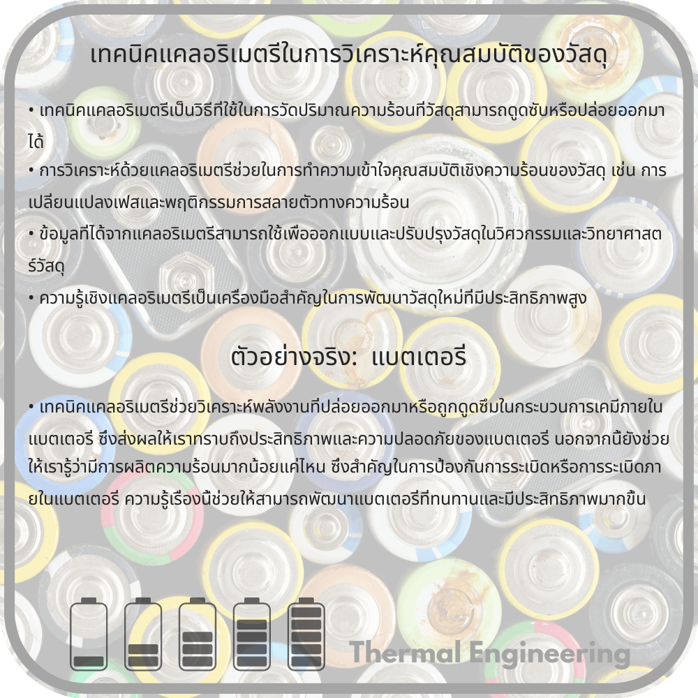 เทคนิคแคลอริเมตรีในการวิเคราะห์คุณสมบัติของวัสดุ