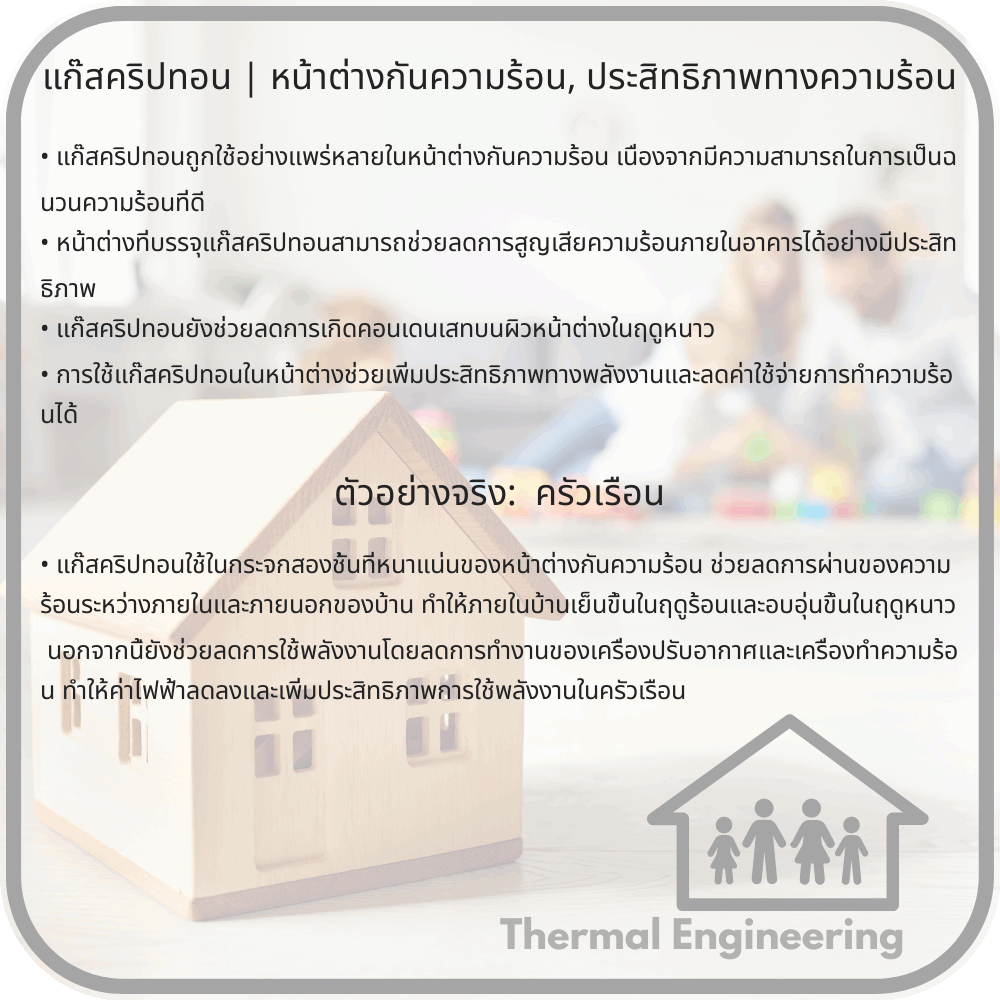แก๊สคริปทอน | หน้าต่างกันความร้อน, ประสิทธิภาพทางความร้อน