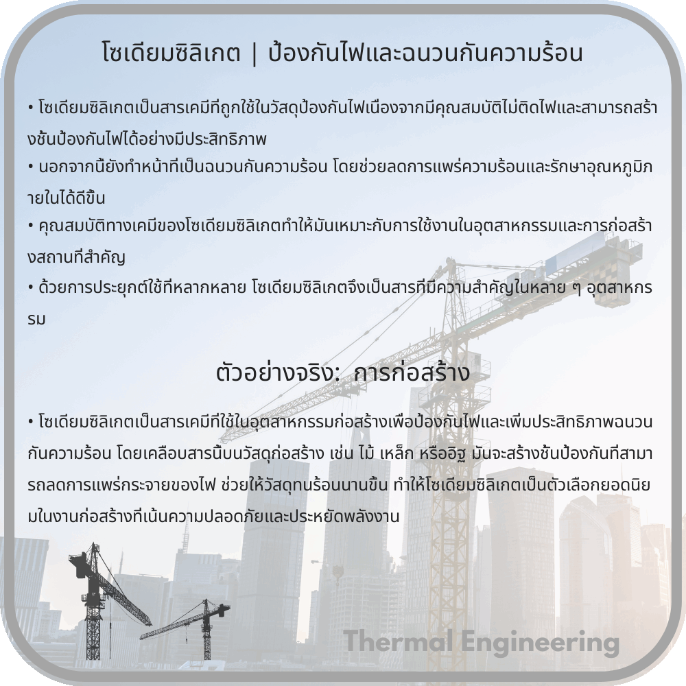 โซเดียมซิลิเกต | ป้องกันไฟและฉนวนกันความร้อน