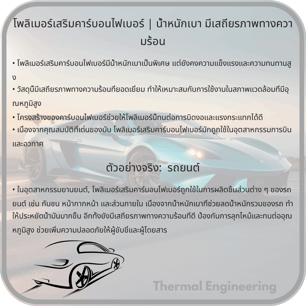 โพลิเมอร์เสริมคาร์บอนไฟเบอร์ | น้ำหนักเบา มีเสถียรภาพทางความร้อน