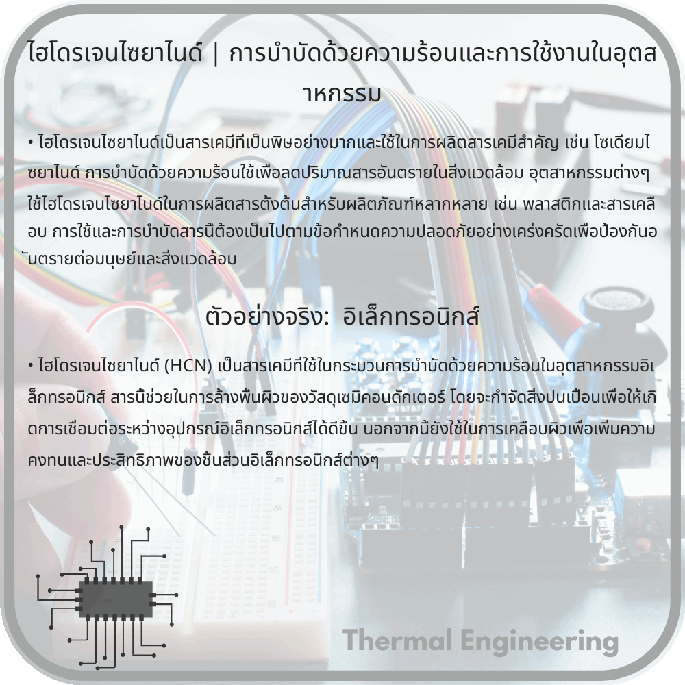 ไฮโดรเจนไซยาไนด์ | การบำบัดด้วยความร้อนและการใช้งานในอุตสาหกรรม