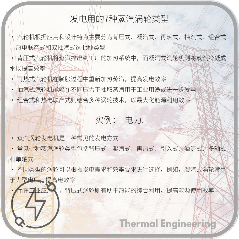 发电用的7种蒸汽涡轮类型