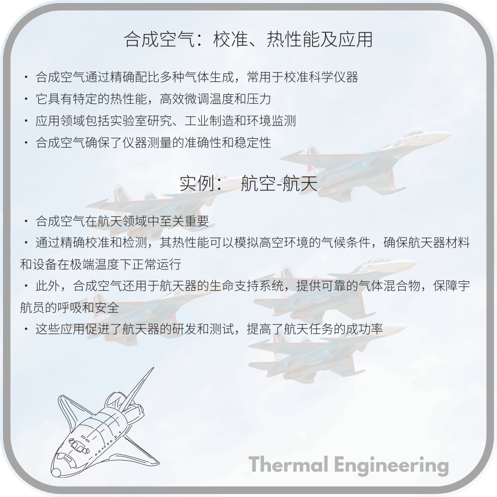 合成空气:校准、热性能及应用