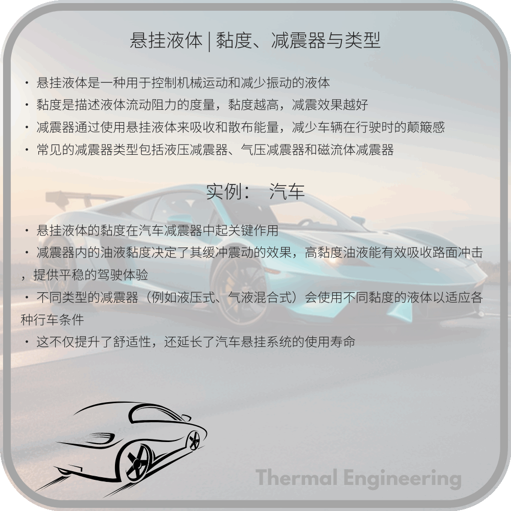 悬挂液体 | 黏度、减震器与类型